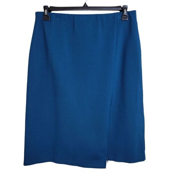 J. Jill Ponte Teal Blue Asymmetric Skirt (Size M) - Picture 3 of 6